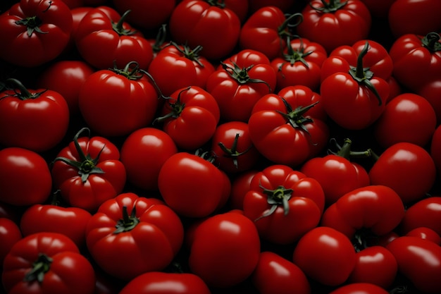 Close-up van sappige rode tomaten klaar om te worden toegevoegd aan een frisse salade Gegenereerd door AI