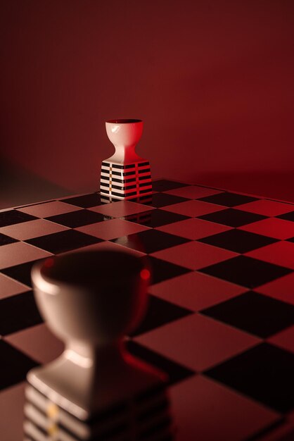 Foto close-up van schaakstukken op tafel
