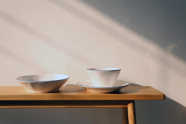 Close-up van schalen op tafel