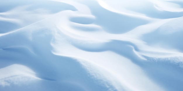Close-up van sneeuwtextuur in lichtblauw Schaduwen in de sneeuw close-up Generatieve AI