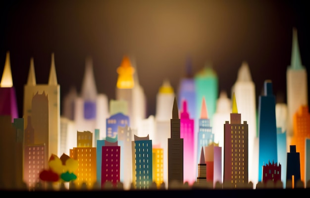 Close-up van stadsgezicht met veel gebouwen op de achtergrond Generatieve AI