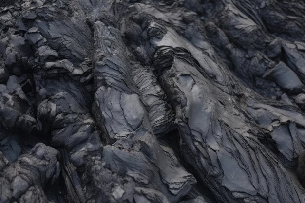 Close-up van steenkool met zijn unieke textuur en kleur zichtbaar gemaakt met generatieve AI