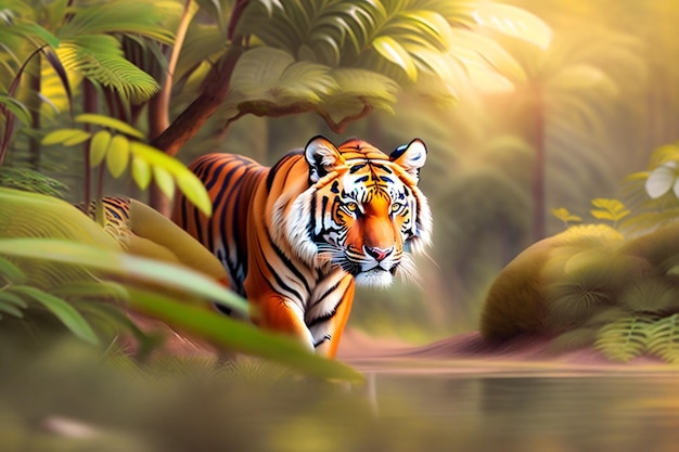 Close-up van Sumatraanse tijger Generatieve AI-technologie