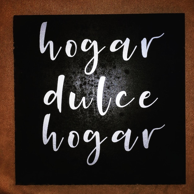 Close-up van tekst op het bord