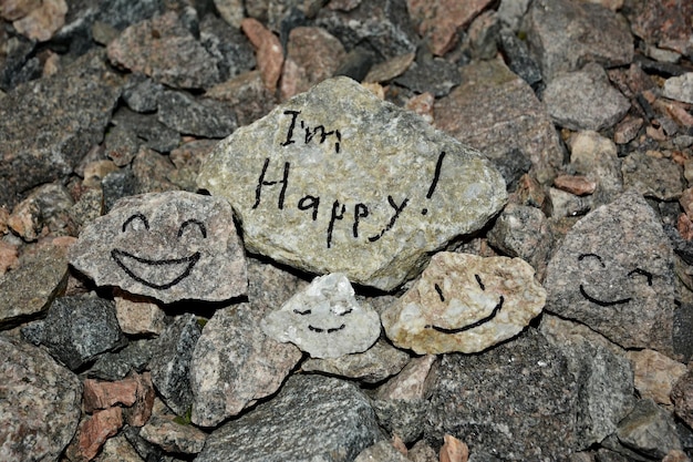 Foto close-up van tekst op rots
