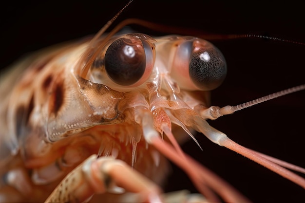 Foto close-up van tijgergarnalen garnalen klauwen en gezicht gemaakt met generatieve ai