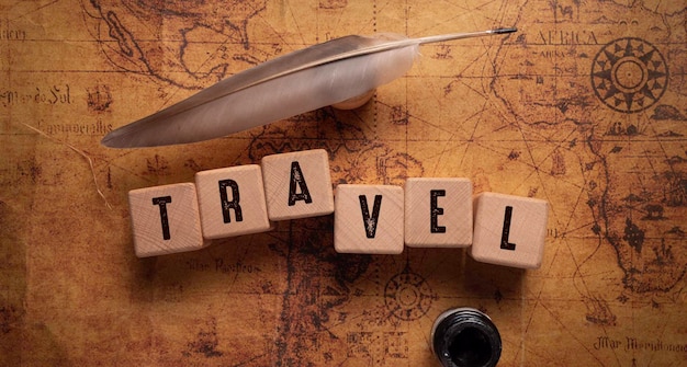 Close up van Travel Word, Travel Concept Idea