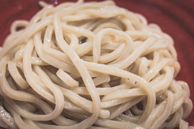 Foto close-up van tsukemen noedels