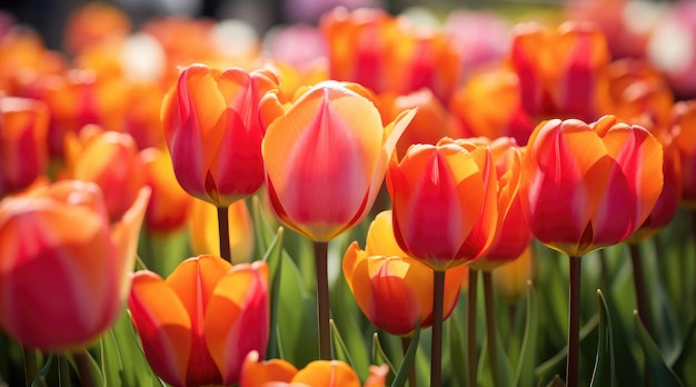 Close-up van tulpen in een veld