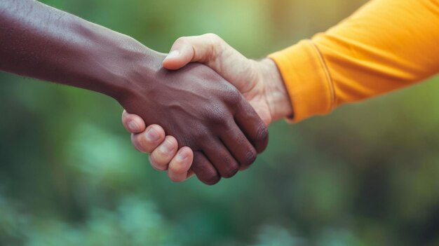 Close-up van twee mensen die elkaar de hand schudden tijdens een zakelijke bijeenkomst