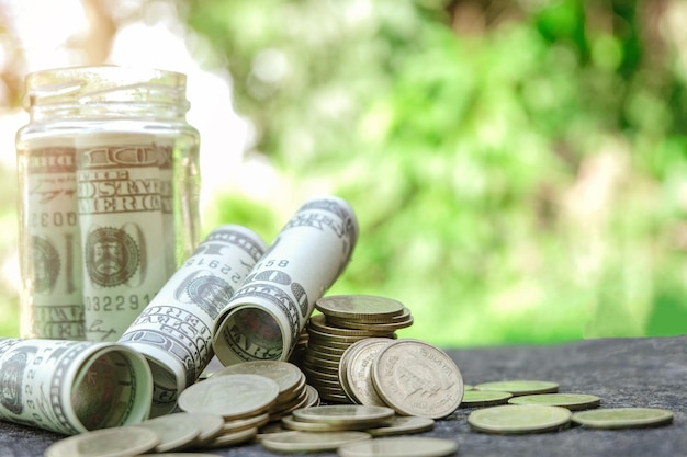 Foto close-up van valuta op tafel