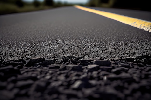 Foto close-up van vers asfalt wegdek klaar voor verkeer