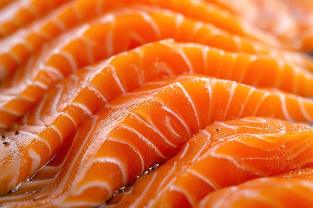 Close-up van vers gesneden zalm sashimi bereid voor de traditionele Japanse keuken