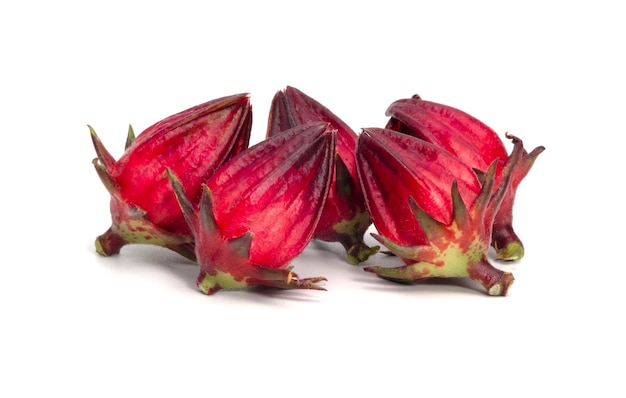 Close-up van vers rood rosellefruit