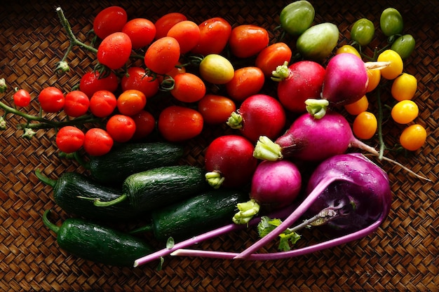 Foto close-up van verschillende groenten binnen
