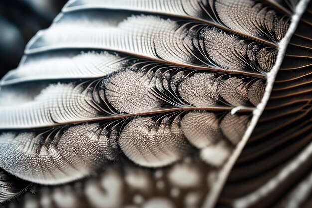 Foto close-up van vlindervleugel met ingewikkelde patronen zichtbaar in de winter