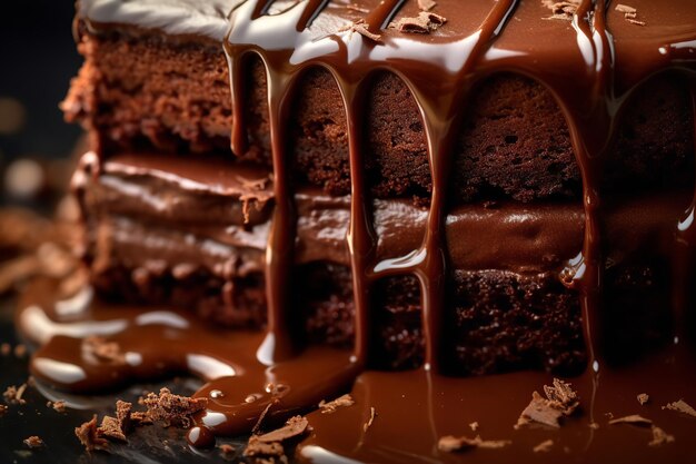 Close-up van vochtige chocoladelaagcake