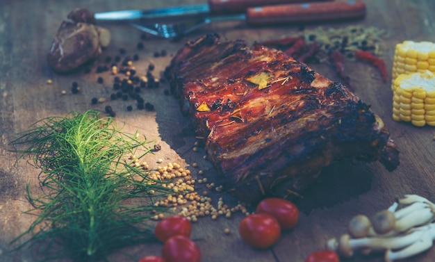 Close-up van voedsel op tafel