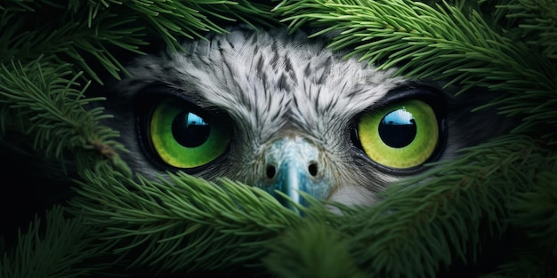 Close-up van vogel met groene ogen