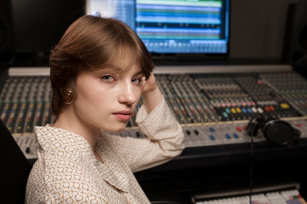 Close-up van vrouw in studio