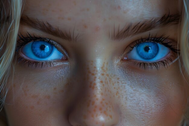 Foto close-up van vrouw met blauwe ogen