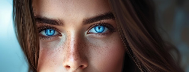 Foto close-up van vrouwen met blauwe ogen