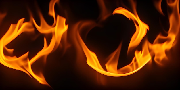 Close-up van vuur vlammen op zwarte achtergrond Hellfire achtergrond Generatieve AI
