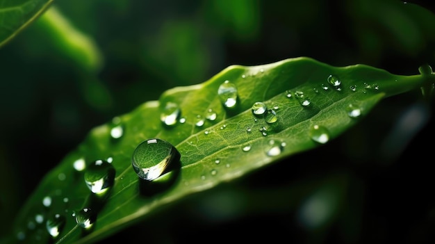 close-up van waterdruppels op een groen blad