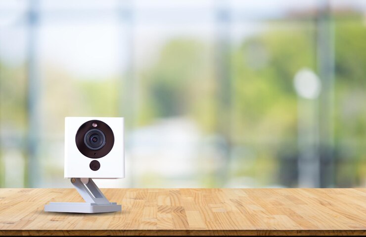 Foto close-up van webcam op tafel