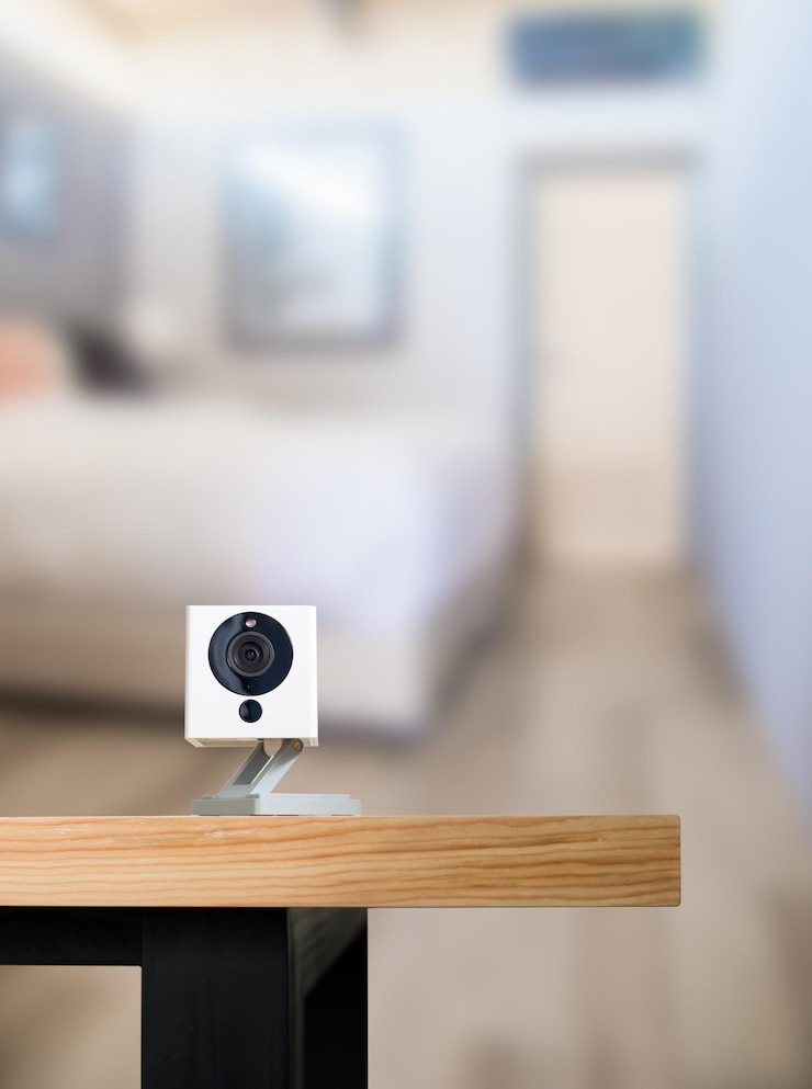 Foto close-up van webcam op tafel