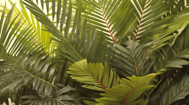 Close-up van weelderige groene palmbladeren
