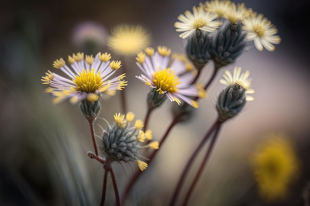 Close-up van weidebloemen met details in volledige focus