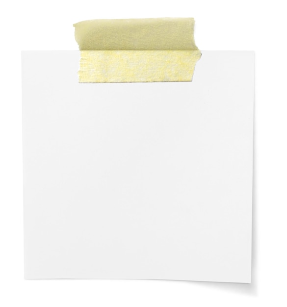 Close up van wit notitie papier op witte achtergrond met uitknippad