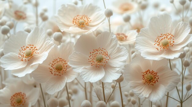 Close-up van witte anemonenbloemen