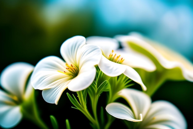 Close up van witte petunia bloemen op wazig van aard achtergrond