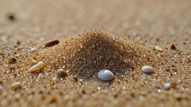 Close-up van zandkorrels met dauw