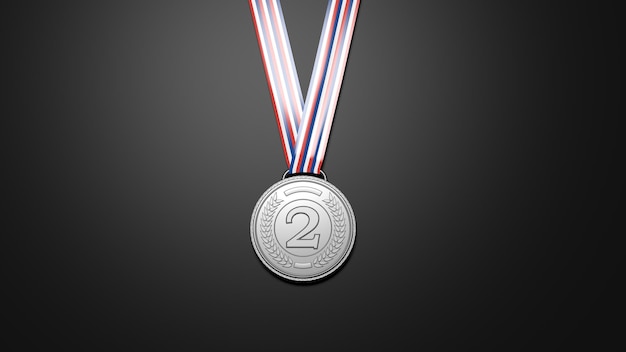 Close-up van zilveren medaille op zwarte achtergrond