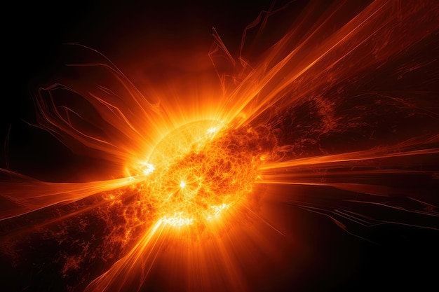 Close-up van zonnevlam met dramatische en krachtige energieën in volledige weergave