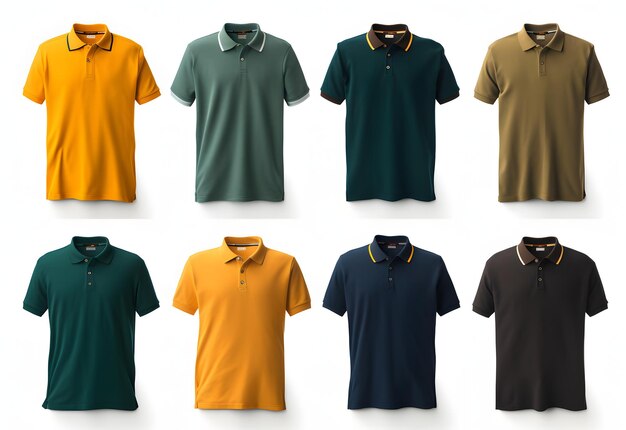 Photo a close up of a variety of mens polo shirts generative ai