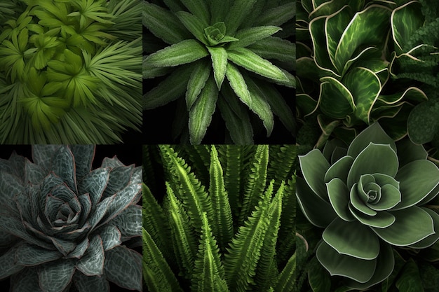 A close up of a variety of plants in a variety of colors generative ai