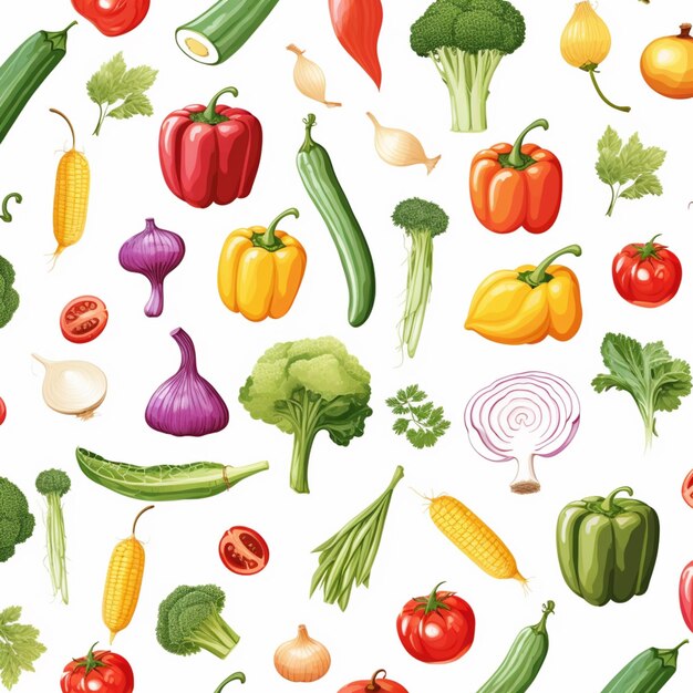 Photo a close up of a variety of vegetables on a white background generative ai