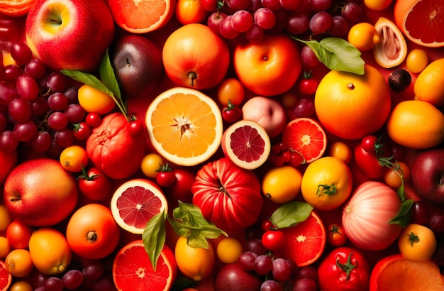 A close up of various kinds of fruits and vegetables