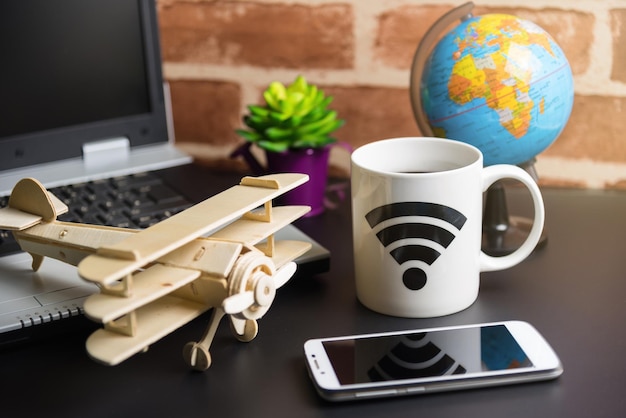 Close-up of various objects on table