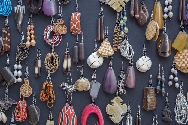 Close up of Various Sets of Earrings