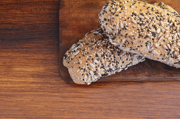 Close up of various types of bread 