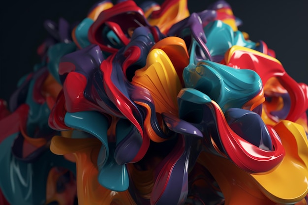 A close up of a vase with colorful swirls on it