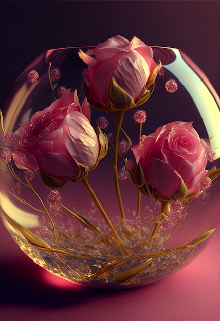 Close up of a vase with flowers inside of it generative ai