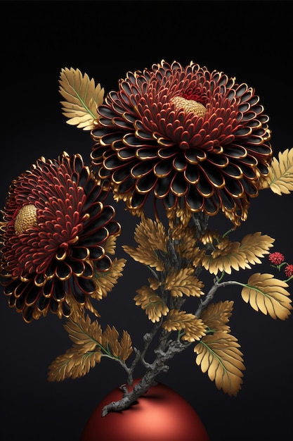 Close up of a vase with flowers in it generative ai