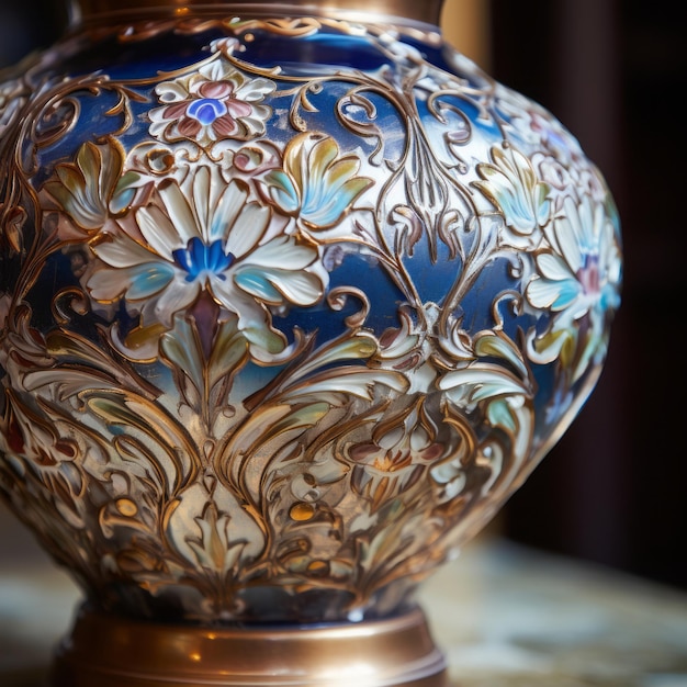 a close up of a vase