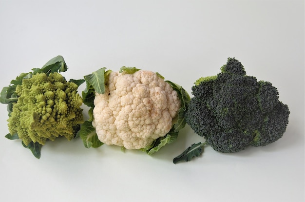 白い背景の野菜のクローズアップ